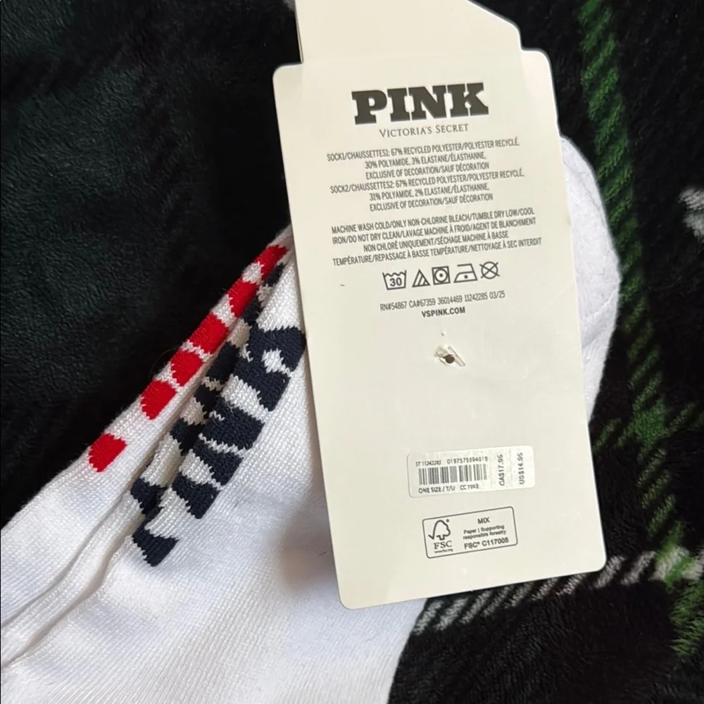 PINK Victoria's Secret White 2 pk Crew Socks GIDDY UP & Cowgirl Boots!